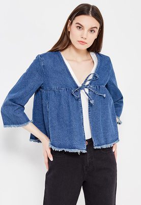 LOST INK   SHORT DENIM TIE FRONT JACKET